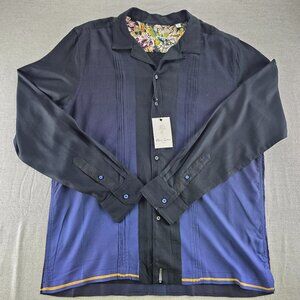 NWT $348.00 Robert Graham Mens Alchemy Vodka Buttondown Black / Navy Size LARGE